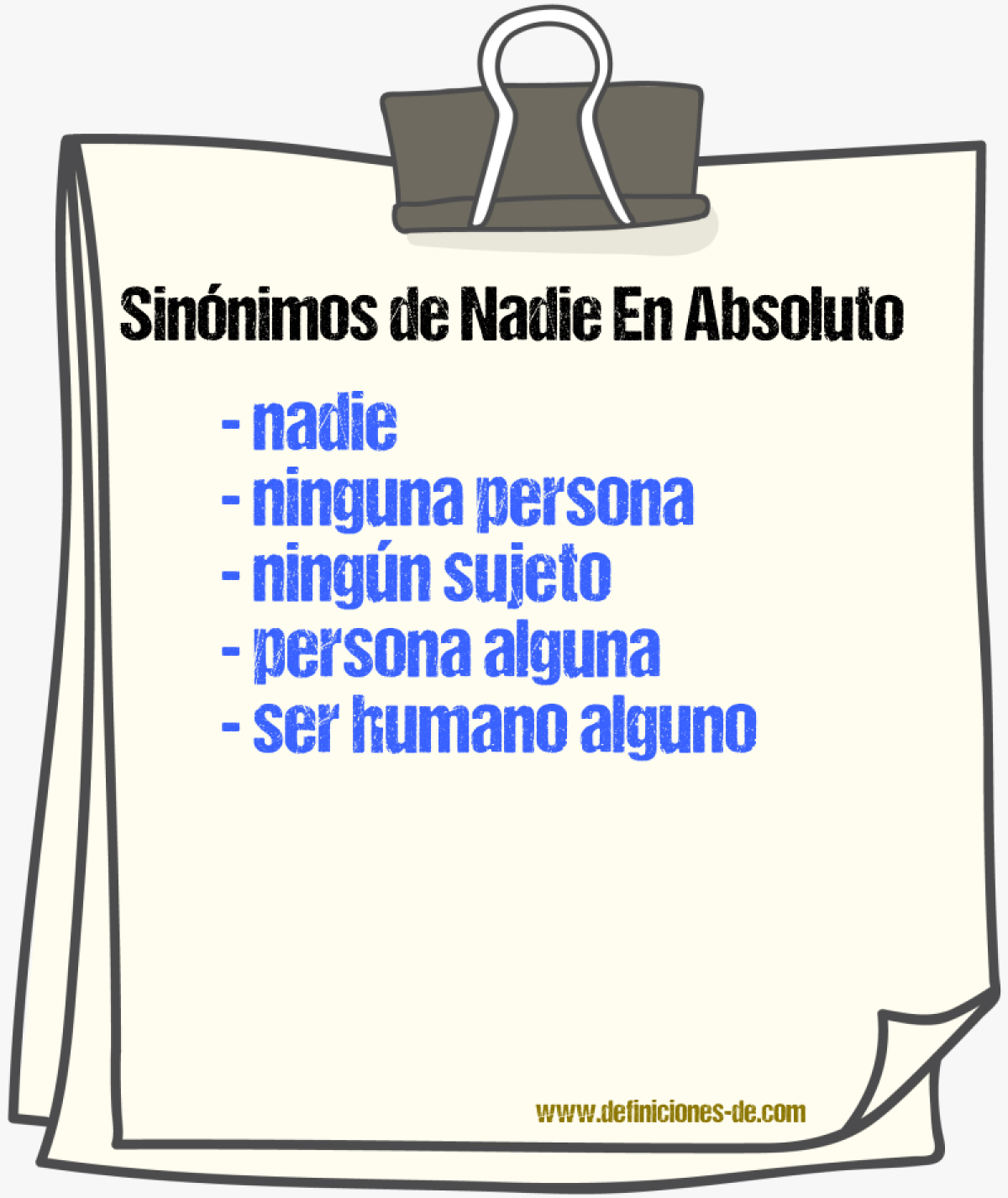Sinónimos de nadie en absoluto