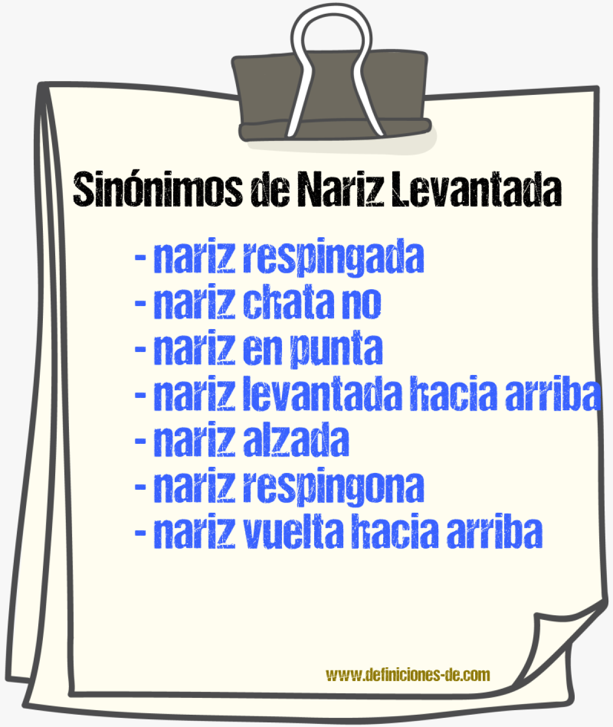 Sinónimos de nariz levantada