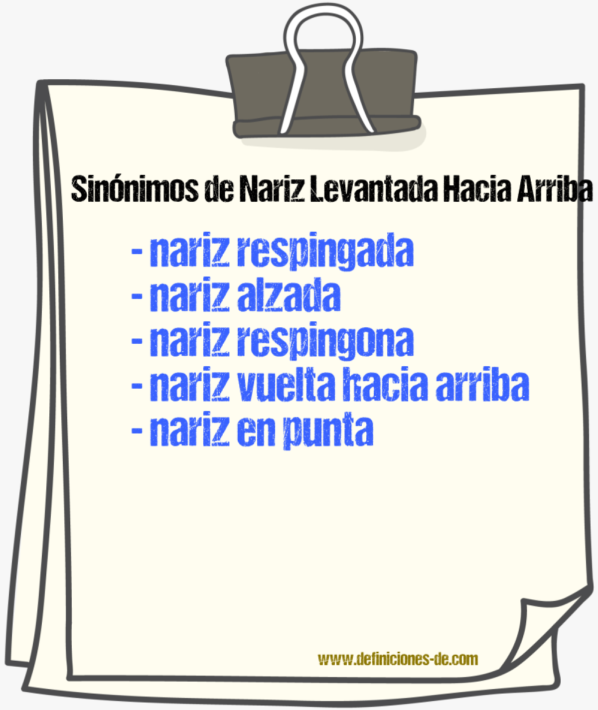 Sinónimos de nariz levantada hacia arriba