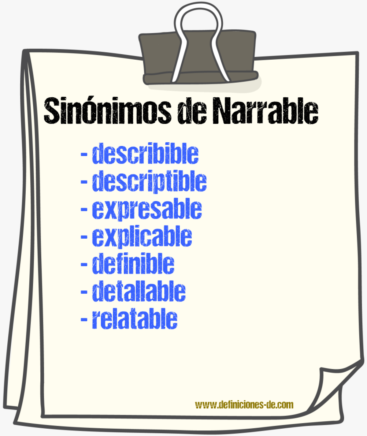 Sinónimos de narrable