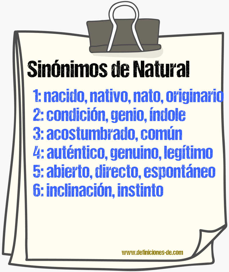 Sinónimos de natural
