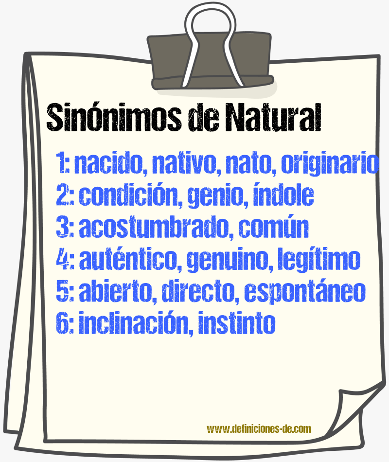 Sinnimos de natural