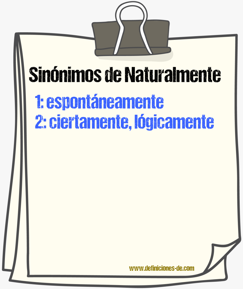 Sinnimos de naturalmente