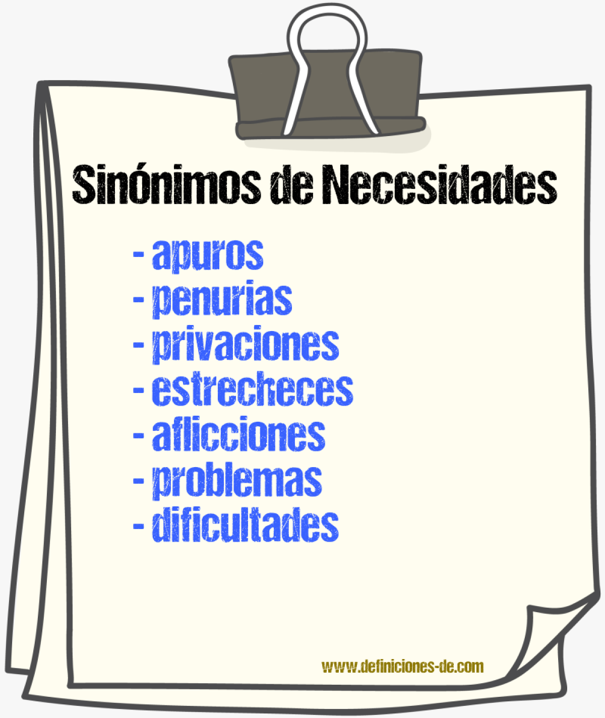 Sinónimos de necesidades