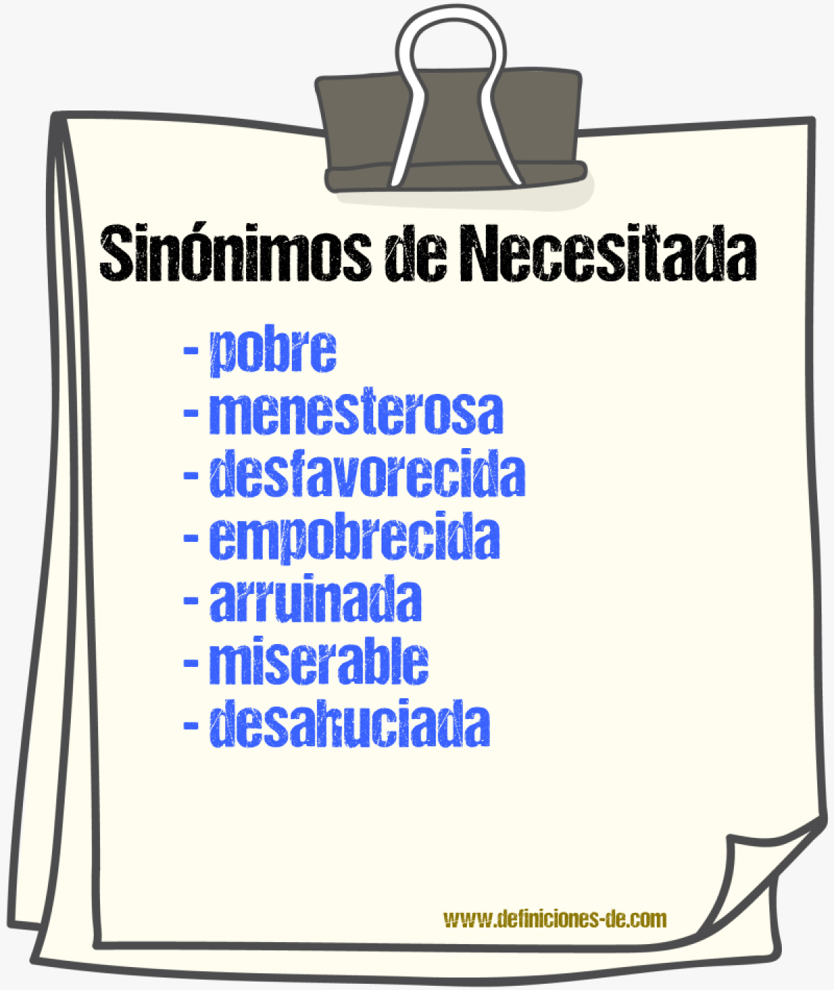 Sinónimos de necesitada