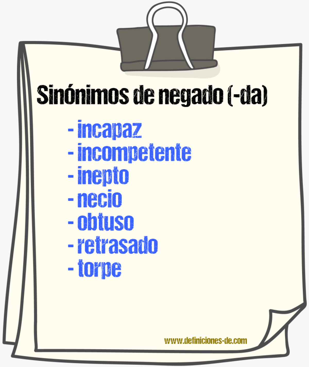 Sinnimos de negado