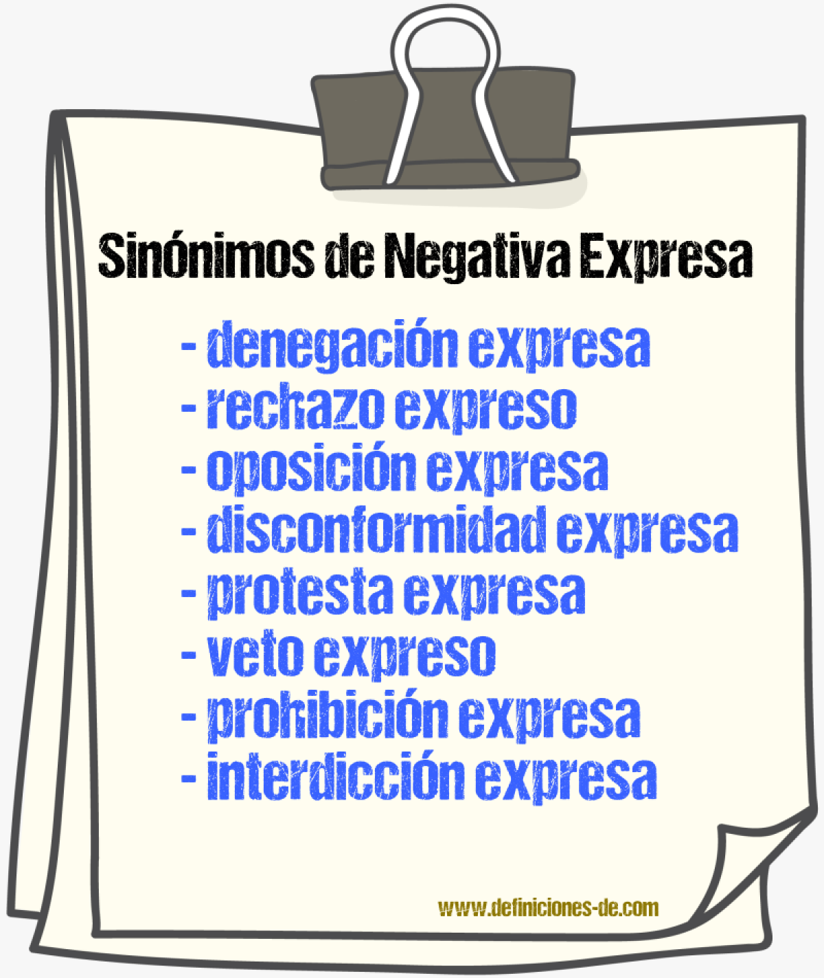 Sinónimos de negativa expresa