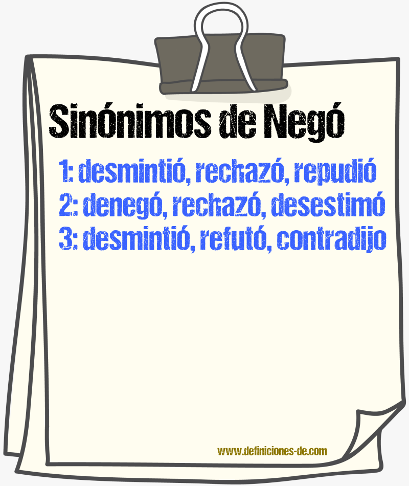 Sinónimos de negó