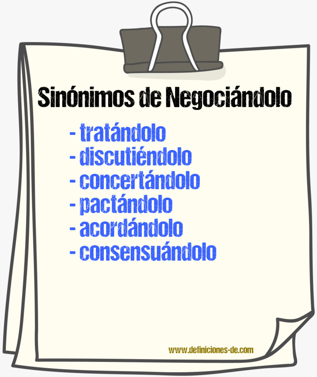 Sinónimos de negociándolo