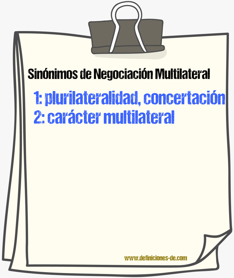 Sinónimos de negociación multilateral