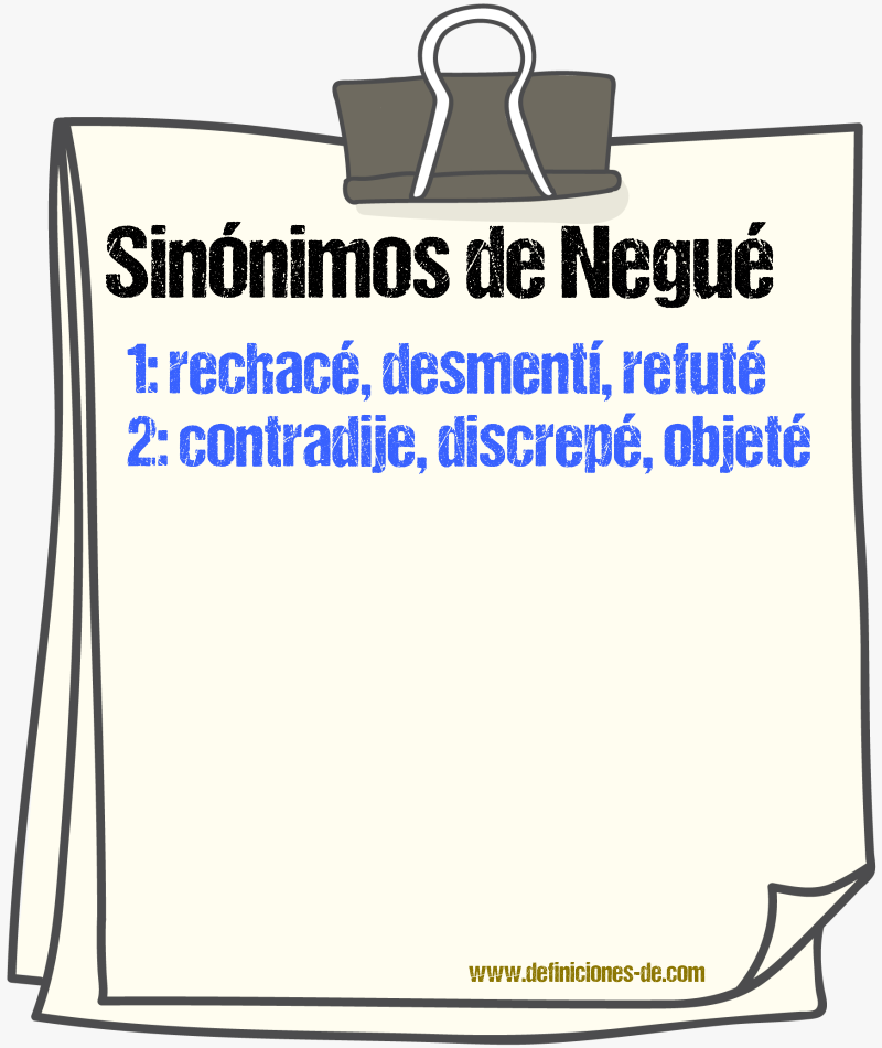 Sinónimos de negué