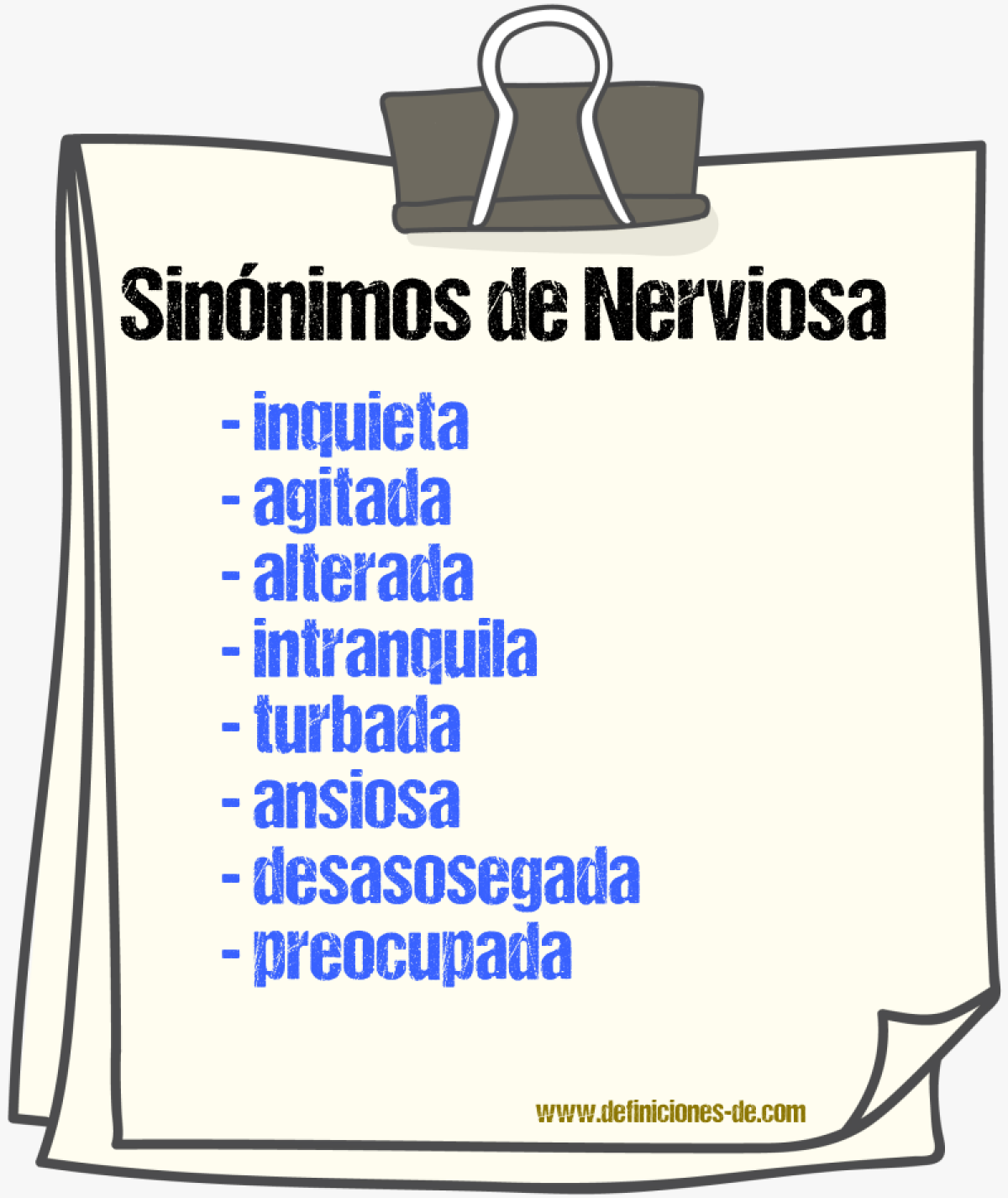 Sinónimos de nerviosa