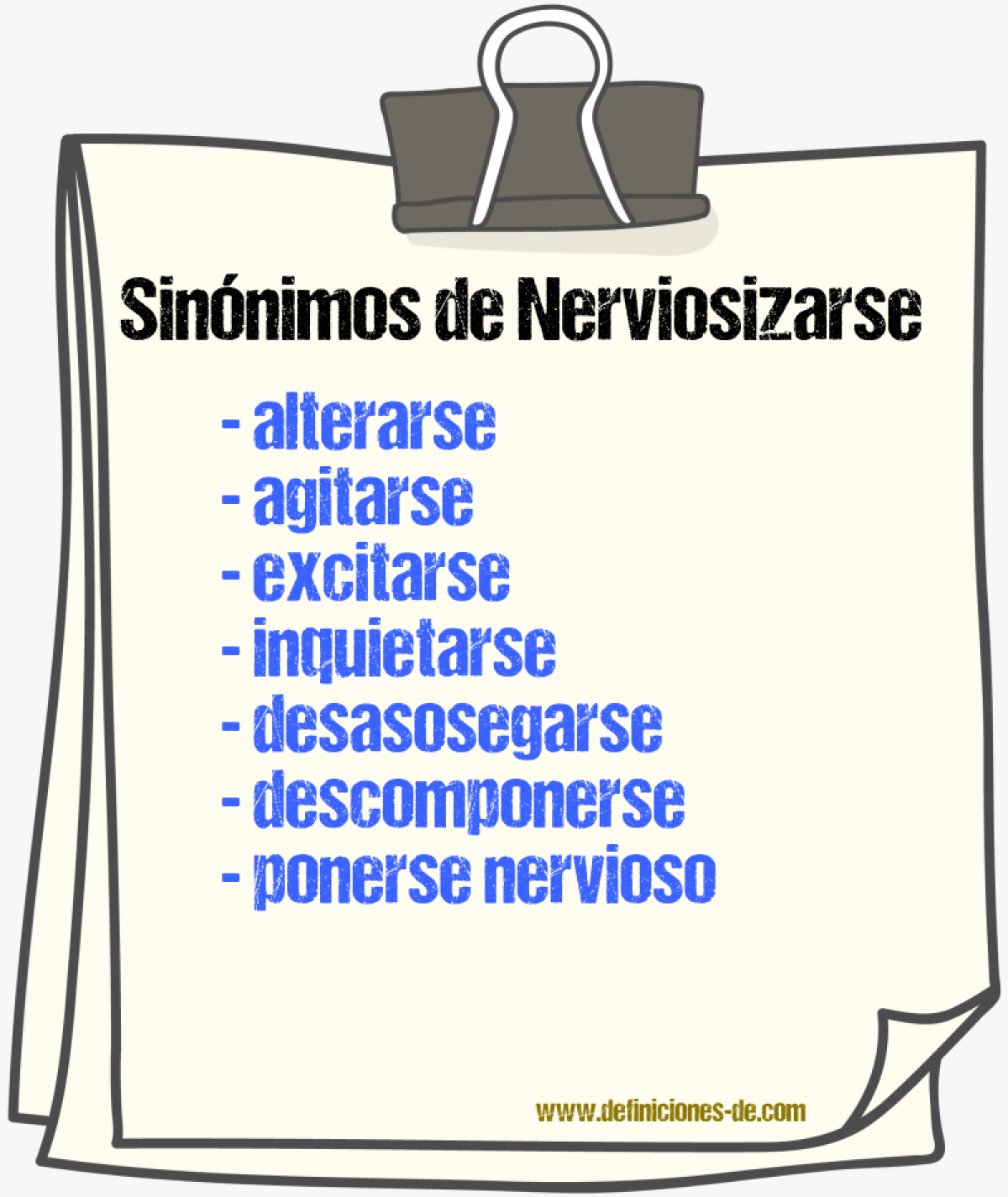 Sinónimos de nerviosizarse
