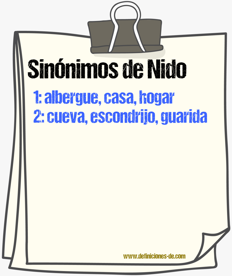 Sinnimos de nido