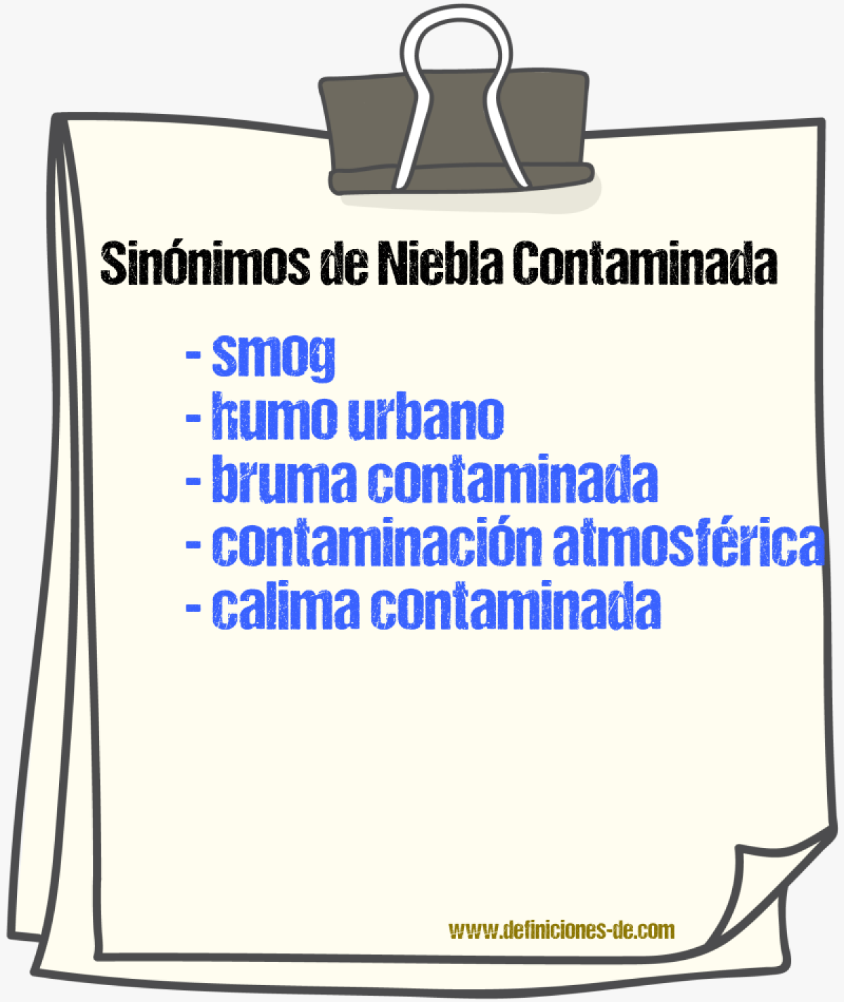 Sinónimos de niebla contaminada