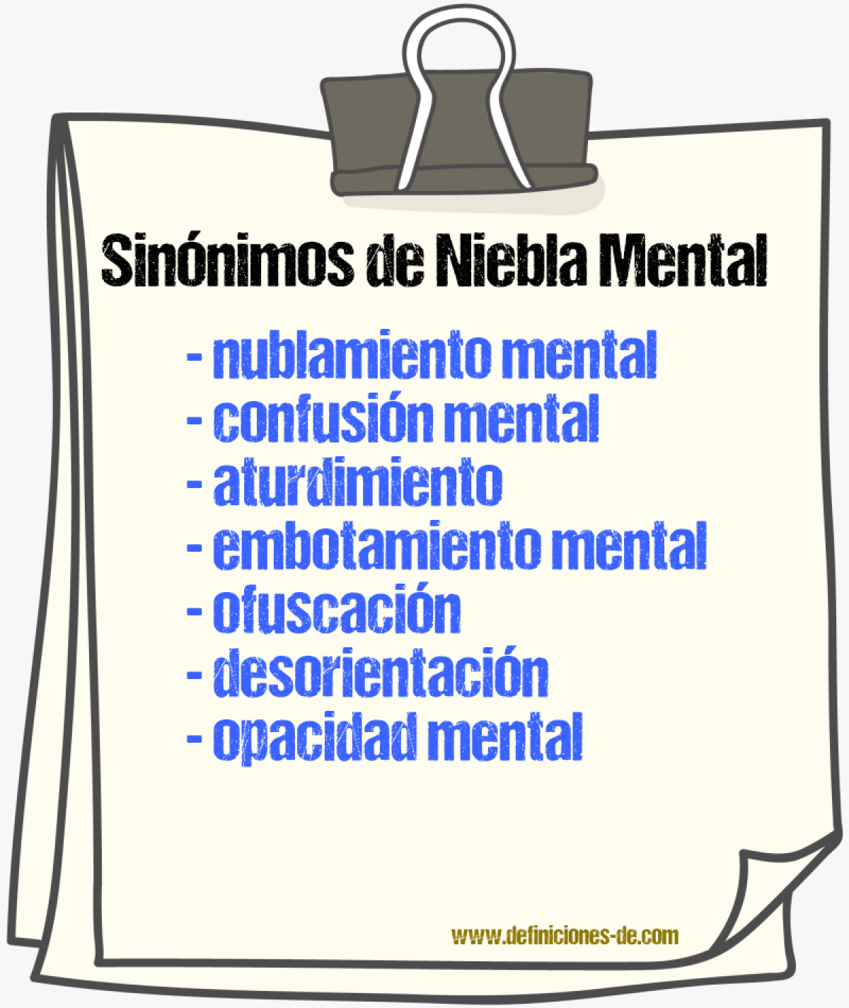 Sinónimos de niebla mental