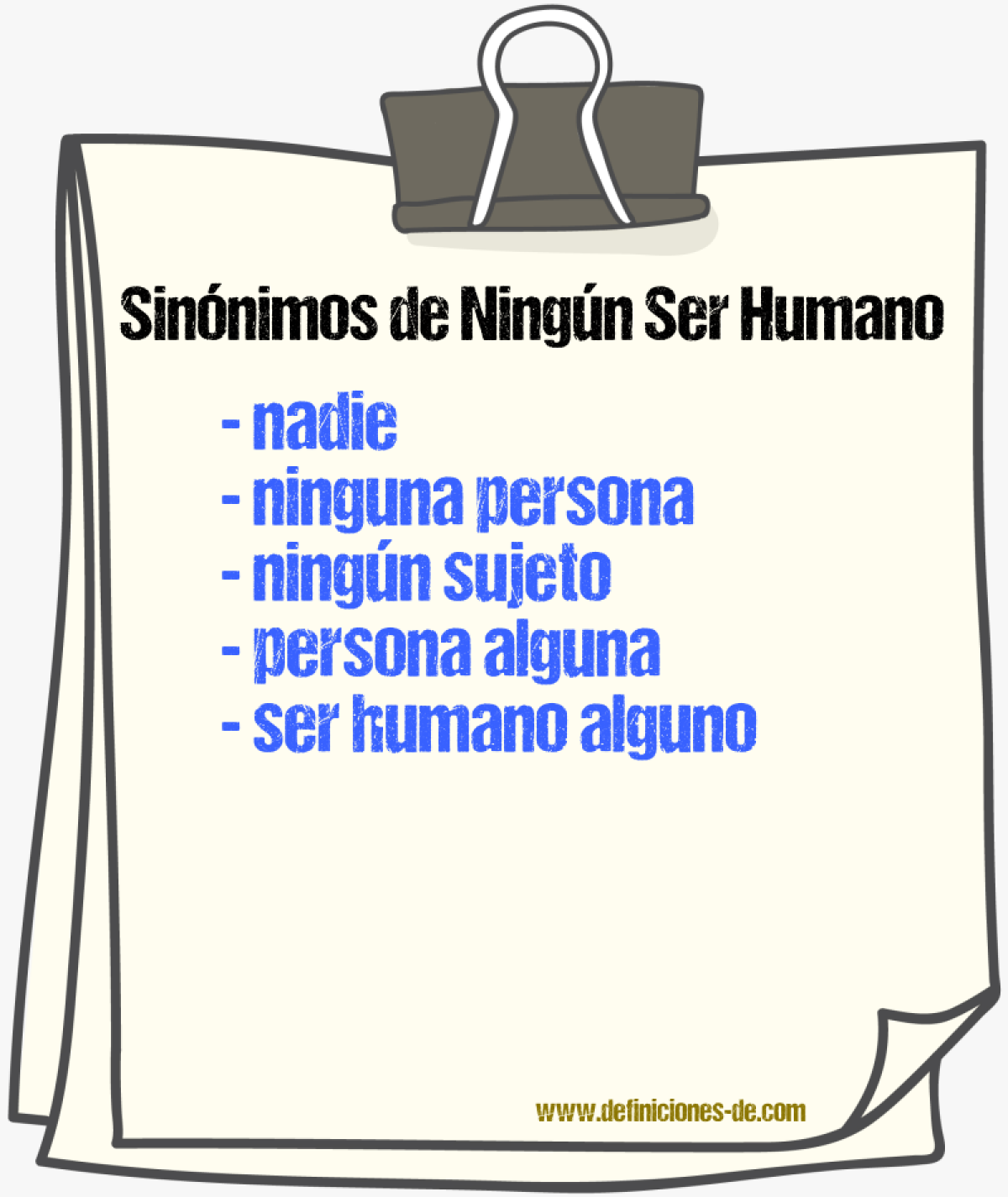 Sinónimos de ningún ser humano