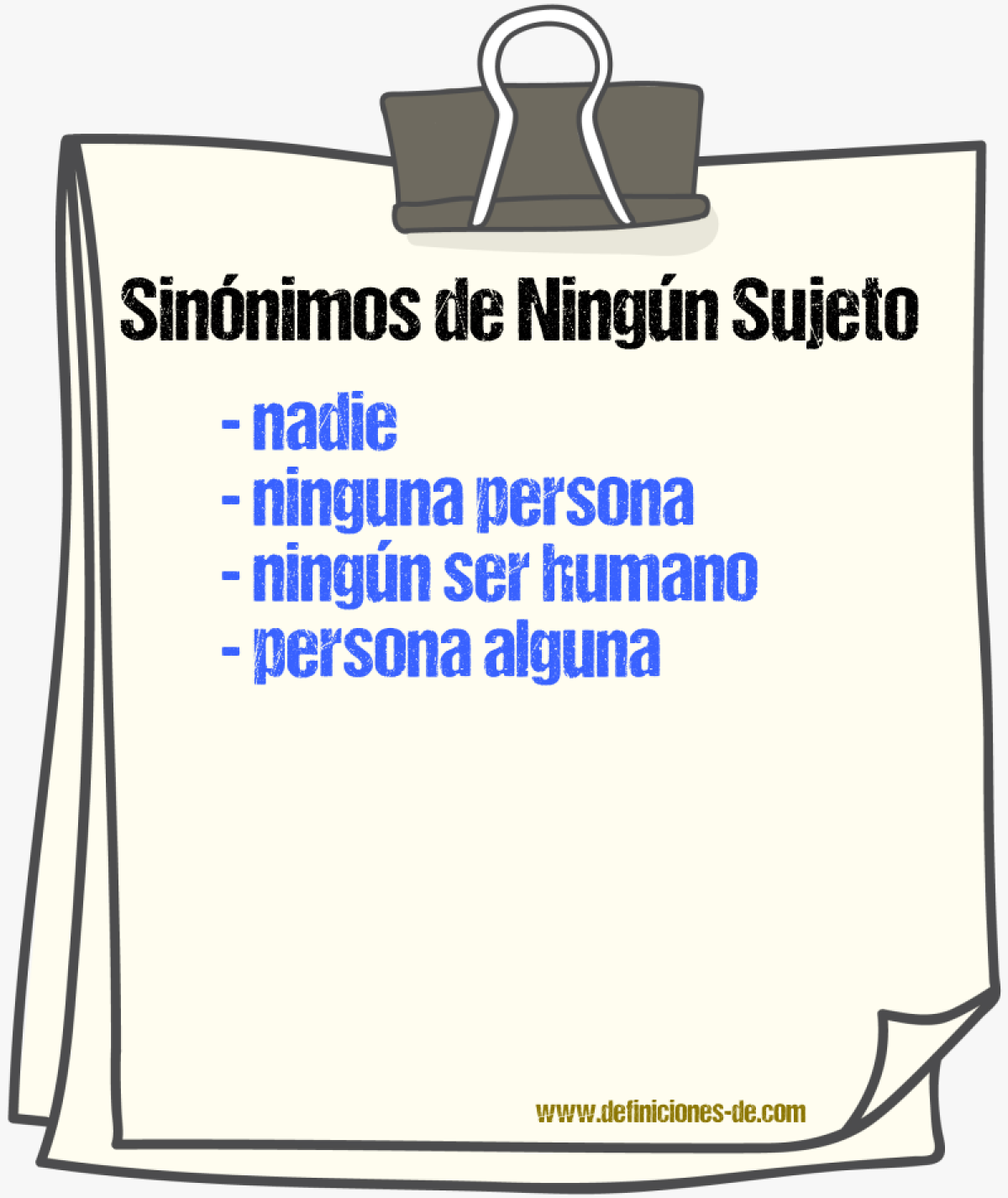 Sinónimos de ningún sujeto