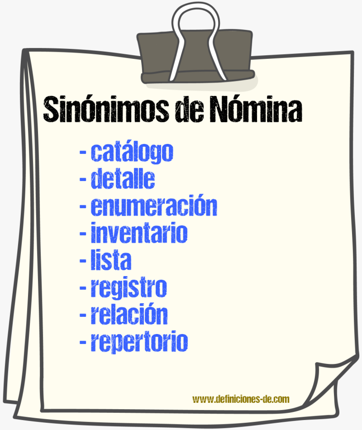 Sinnimos de nmina