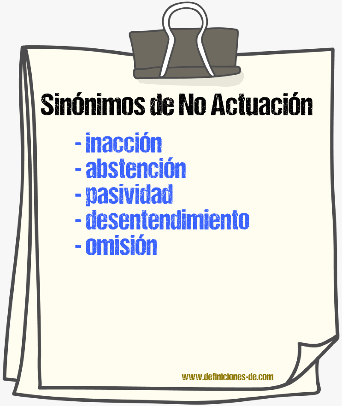 Sinónimos de no actuación