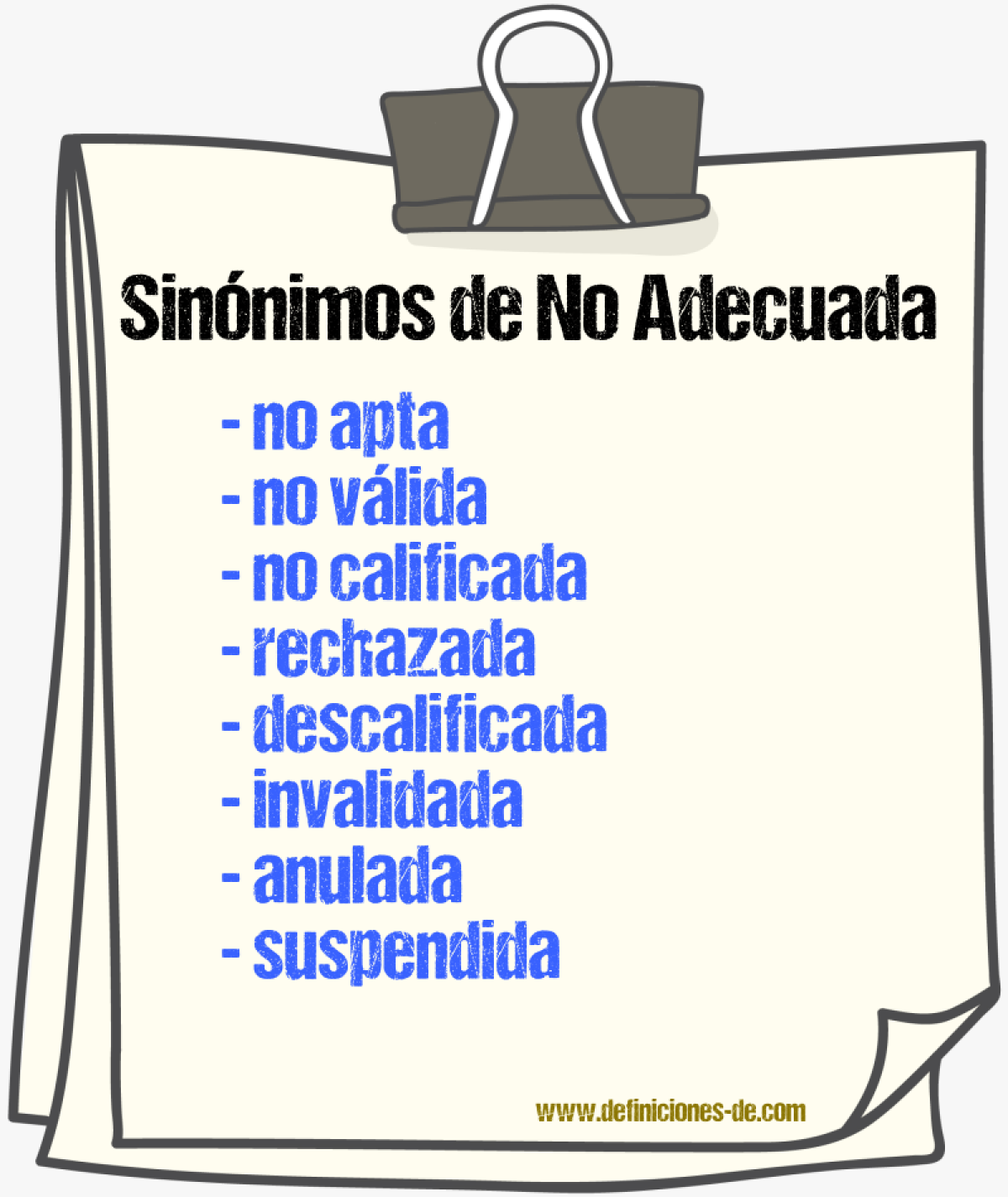 Sinónimos de no adecuada