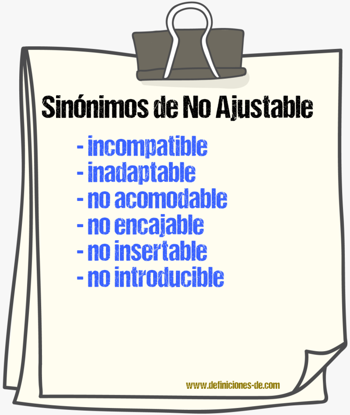 Sinónimos de no ajustable