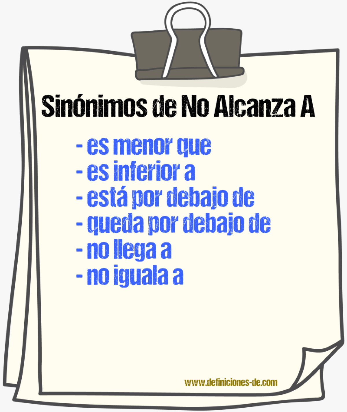 Sinónimos de no alcanza a
