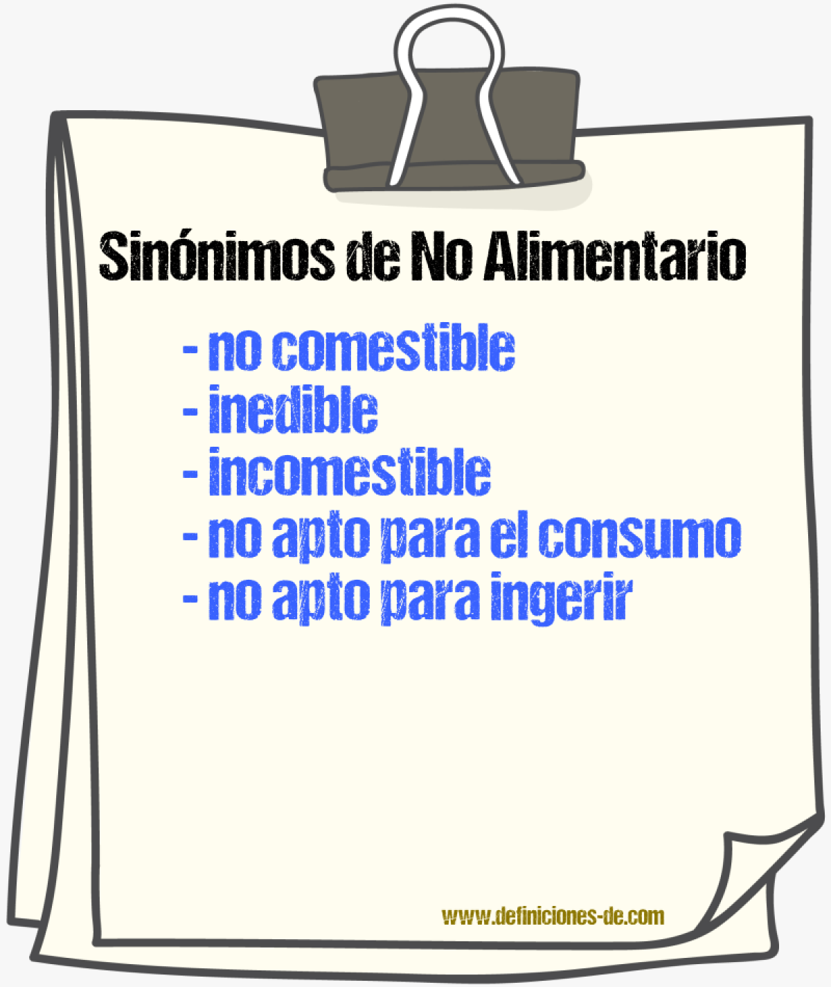 Sinónimos de no alimentario