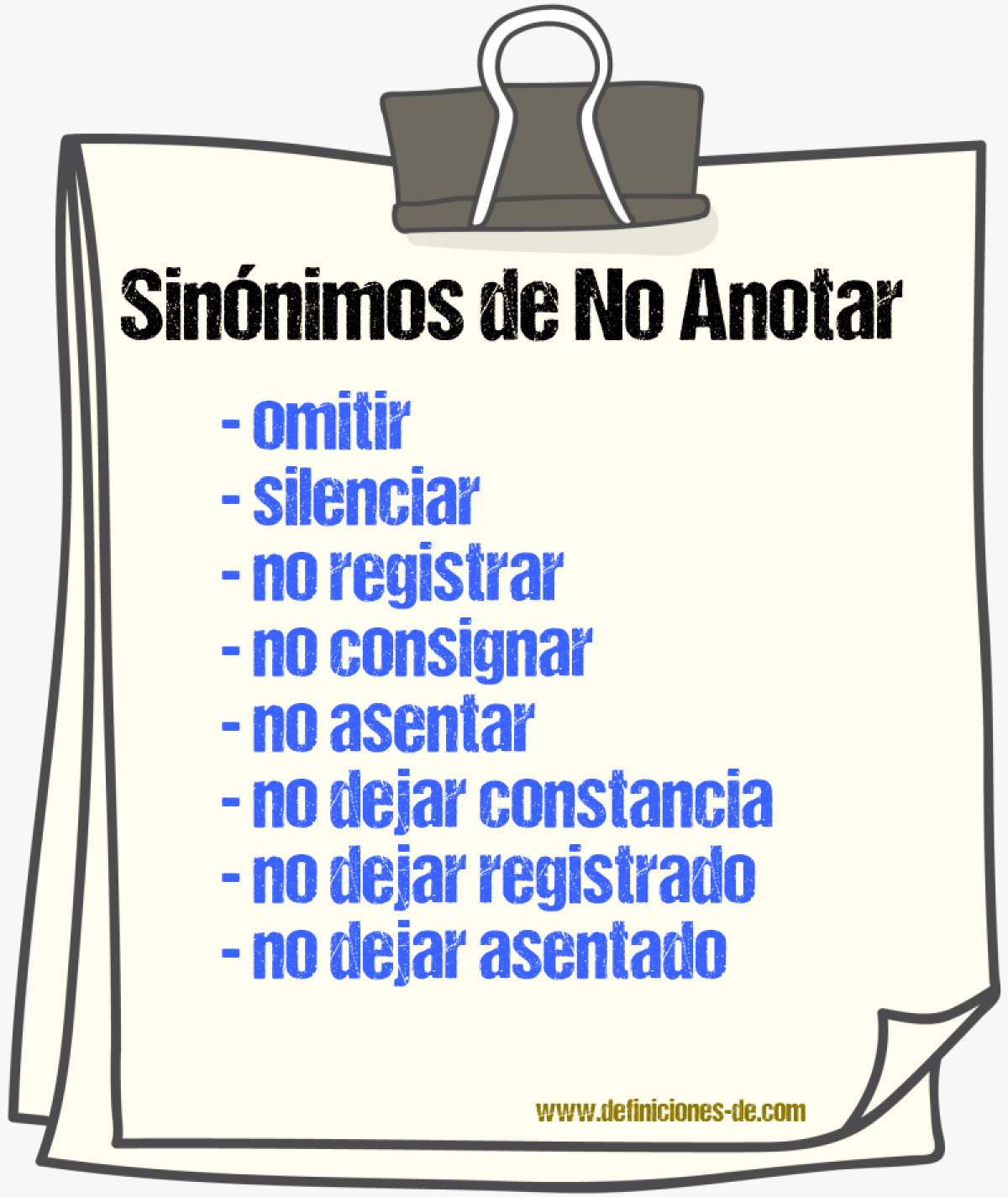 Sinónimos de no anotar