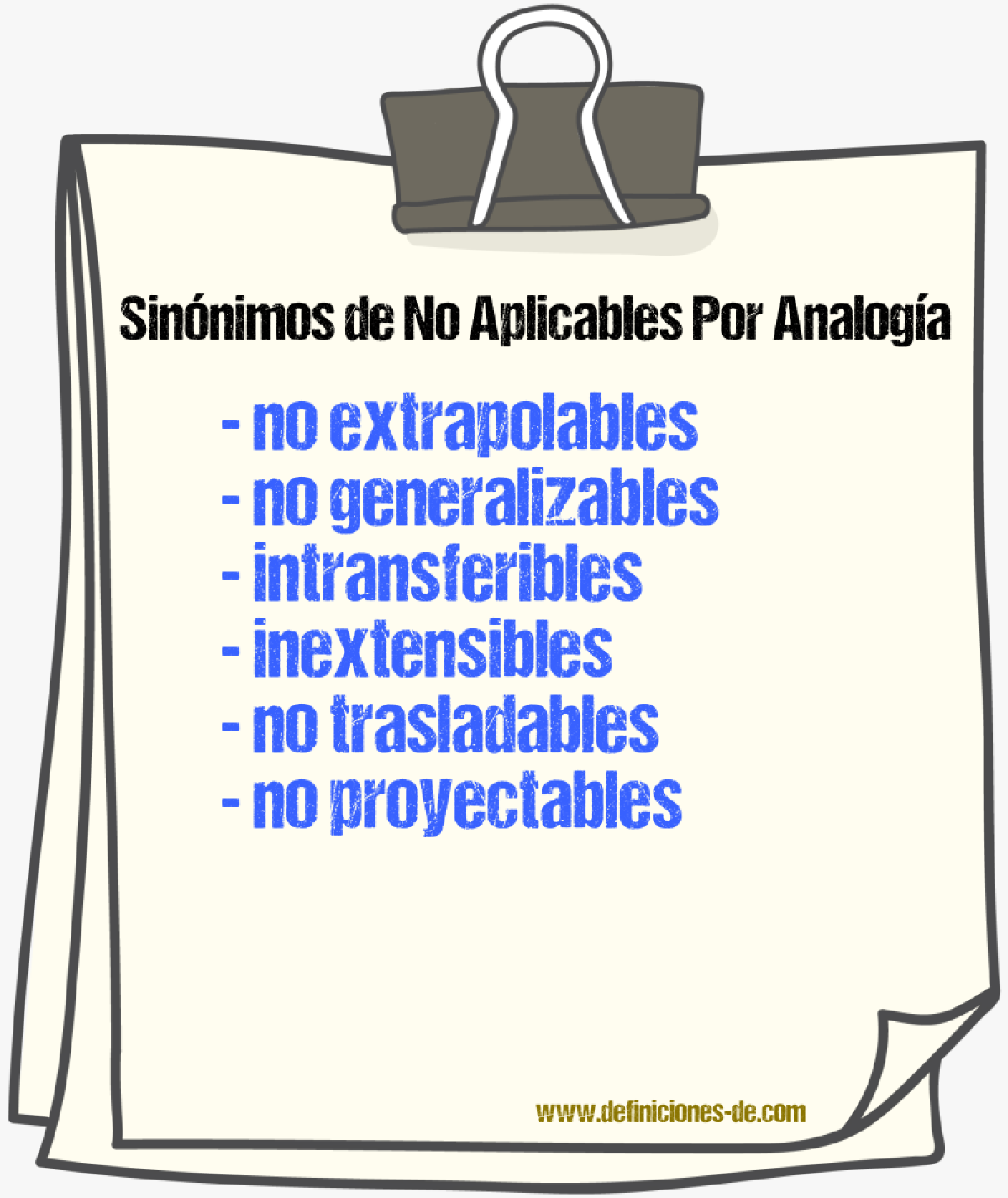 Sinónimos de no aplicables por analogía
