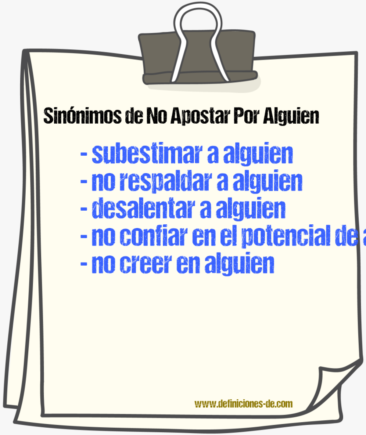 Sinónimos de no apostar por alguien