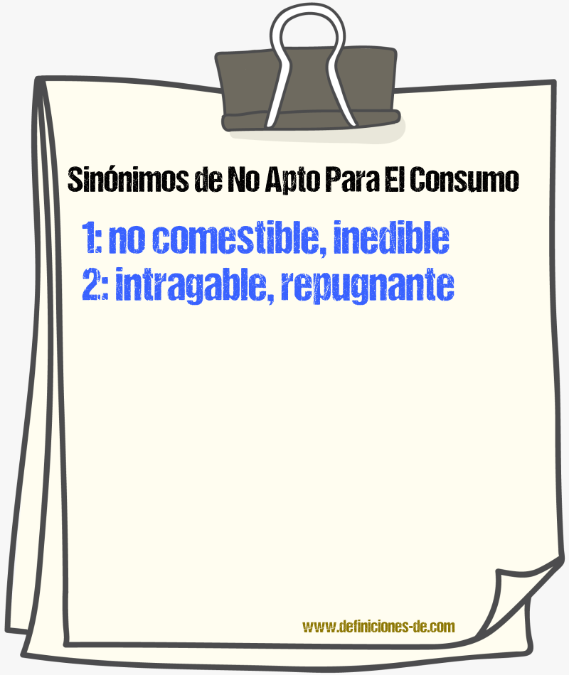 Sinónimos de no apto para el consumo