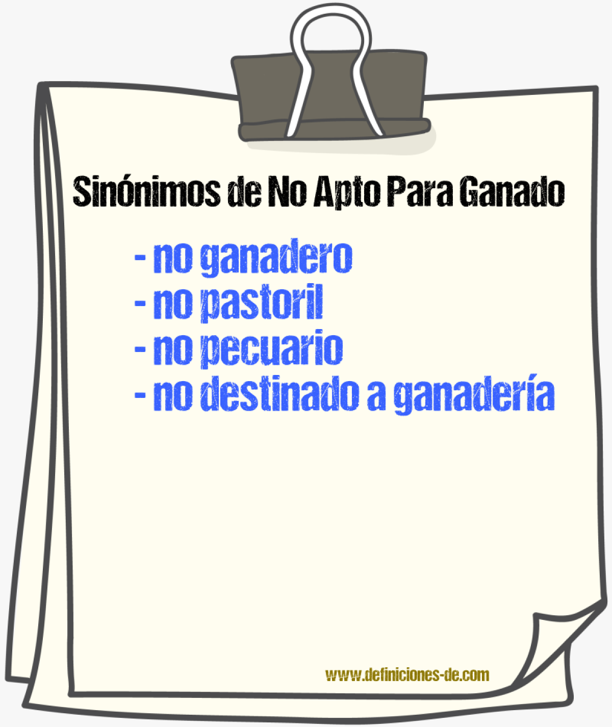 Sinónimos de no apto para ganado