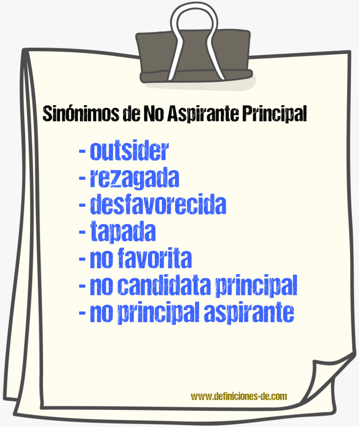 Sinónimos de no aspirante principal