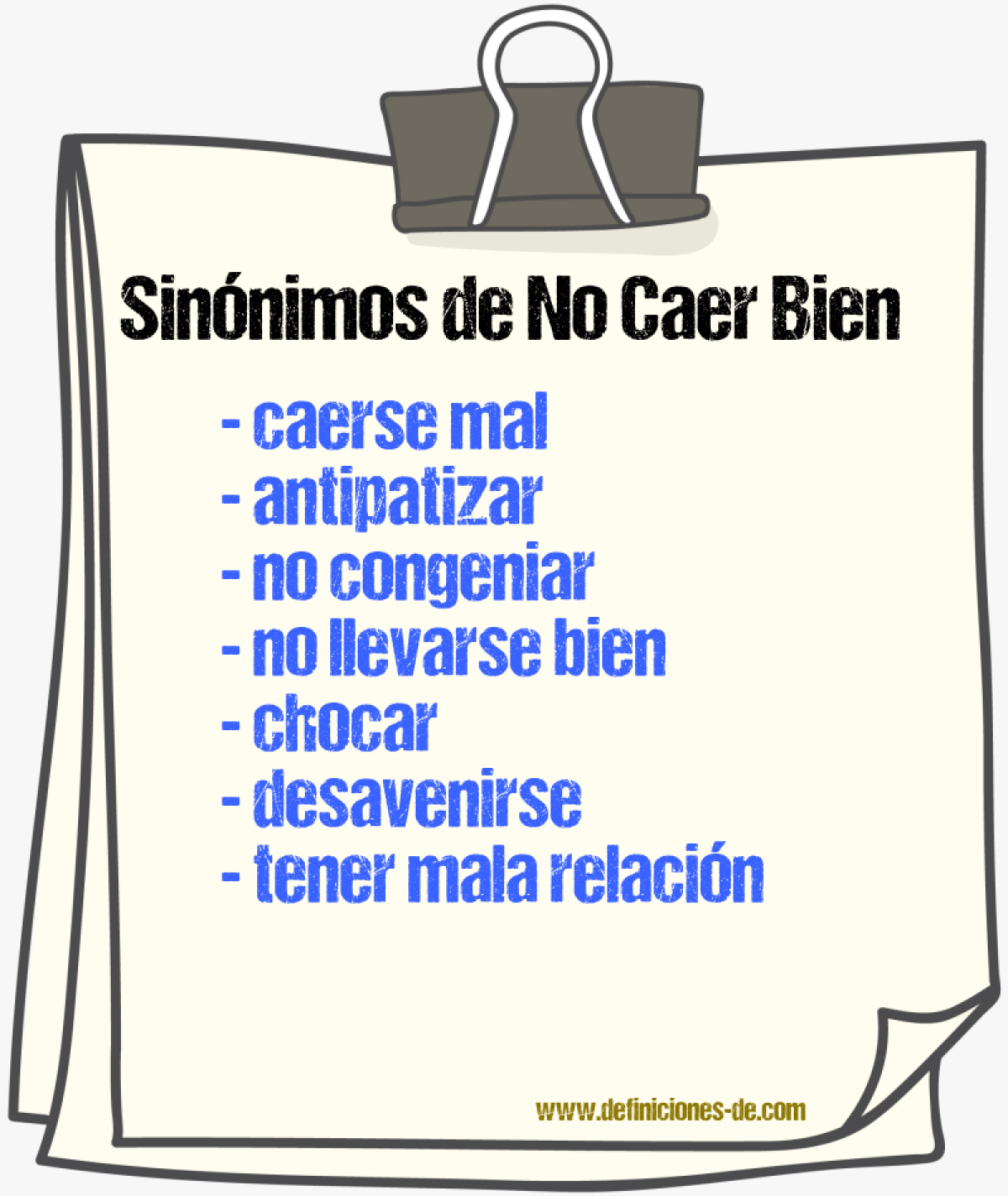 Sinónimos de no caer bien