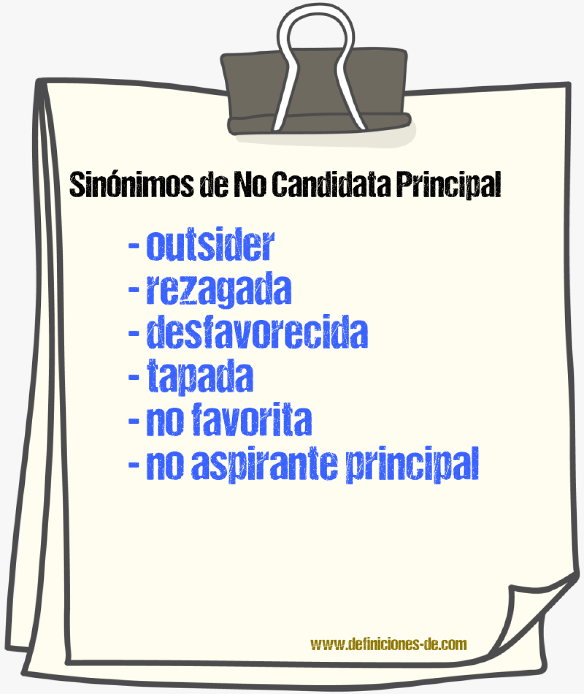 Sinónimos de no candidata principal