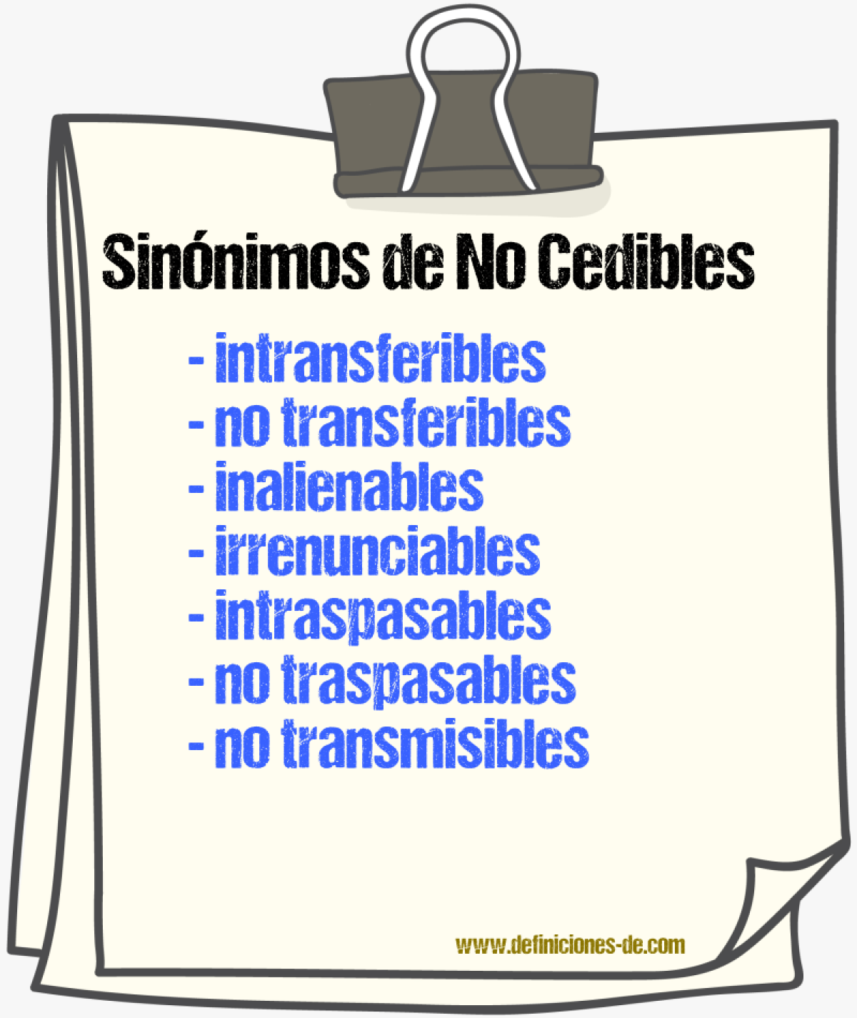 Sinónimos de no cedibles