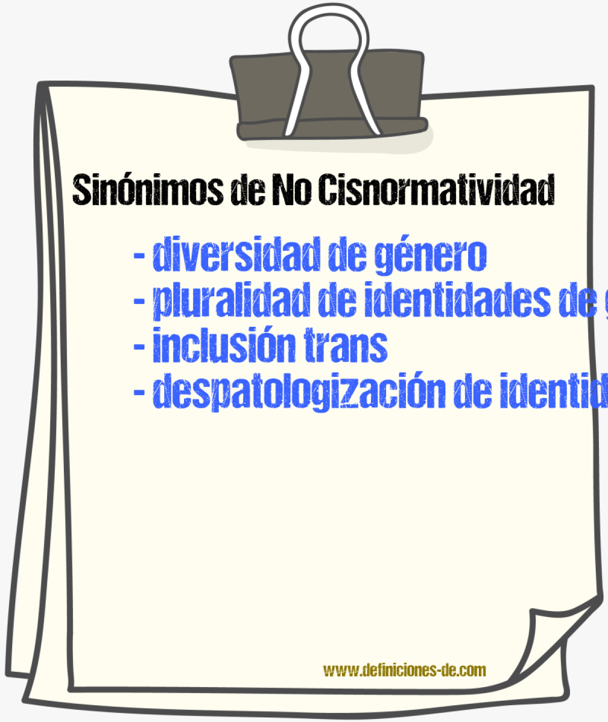 Sinónimos de no cisnormatividad