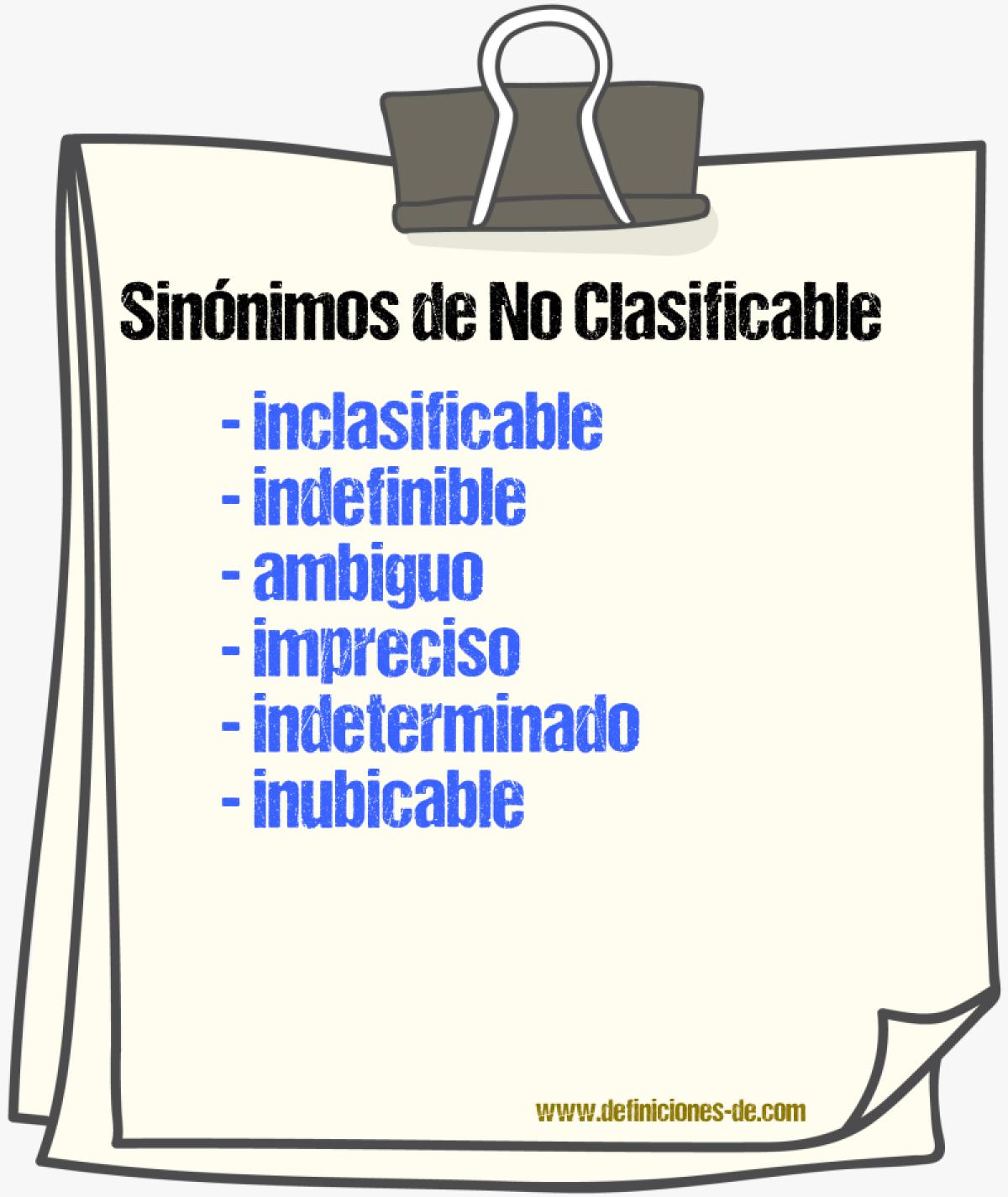 Sinónimos de no clasificable