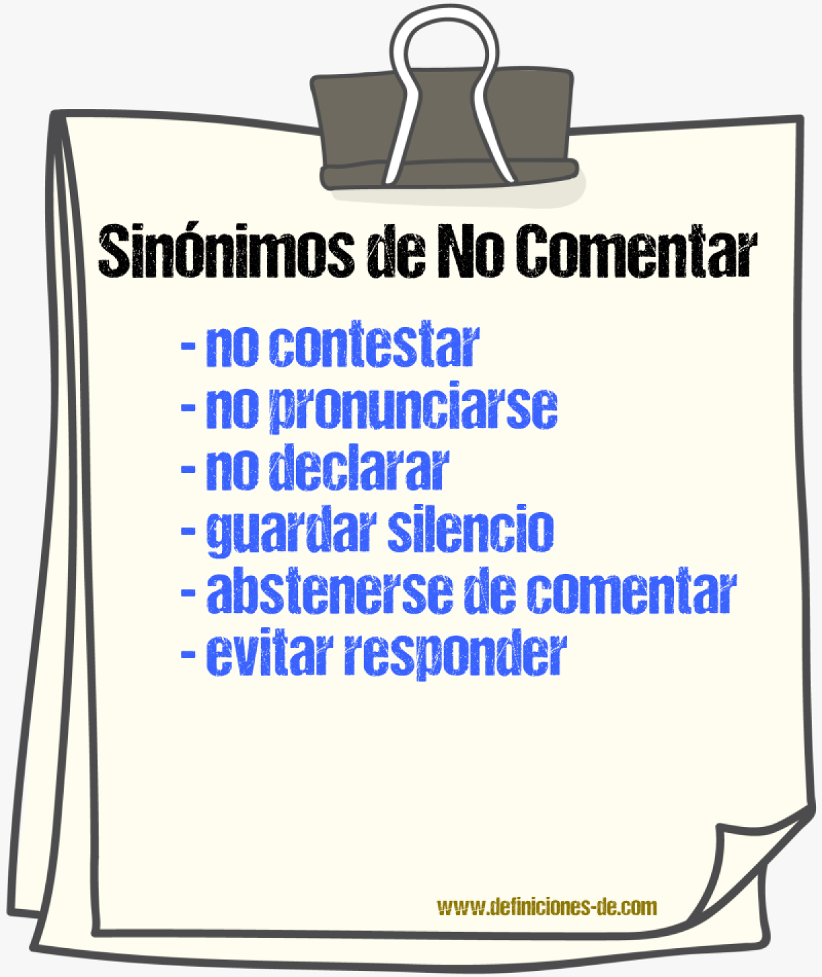 Sinónimos de no comentar