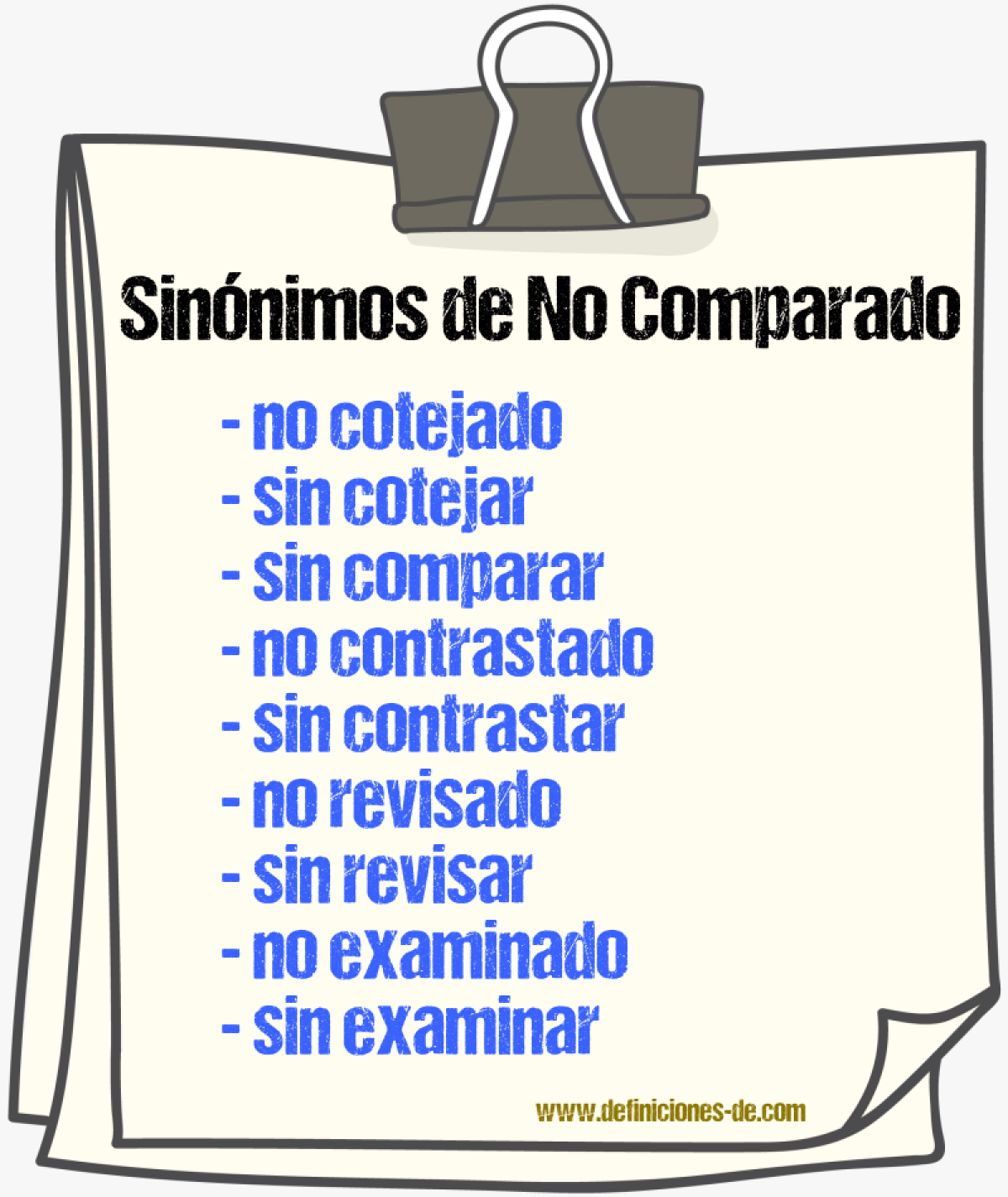 Sinónimos de no comparado