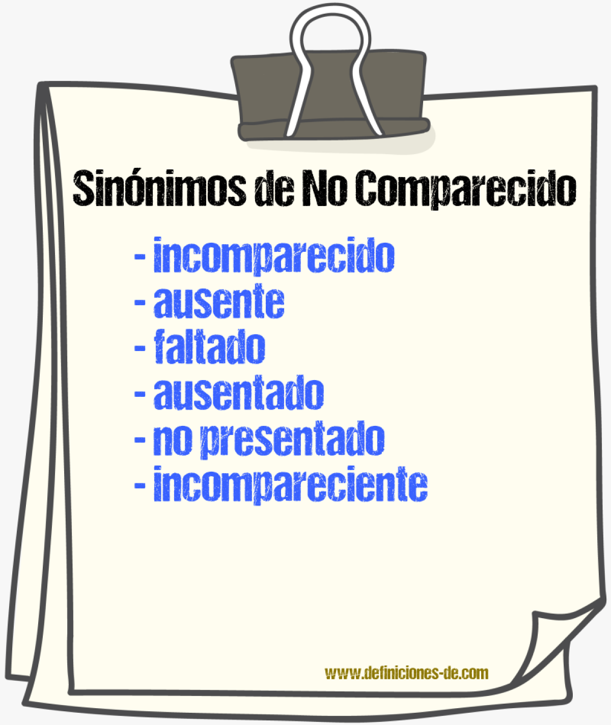 Sinónimos de no comparecido