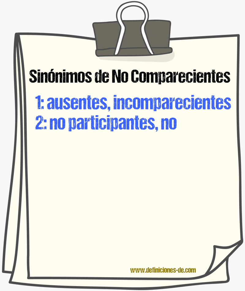 Sinónimos de no comparecientes