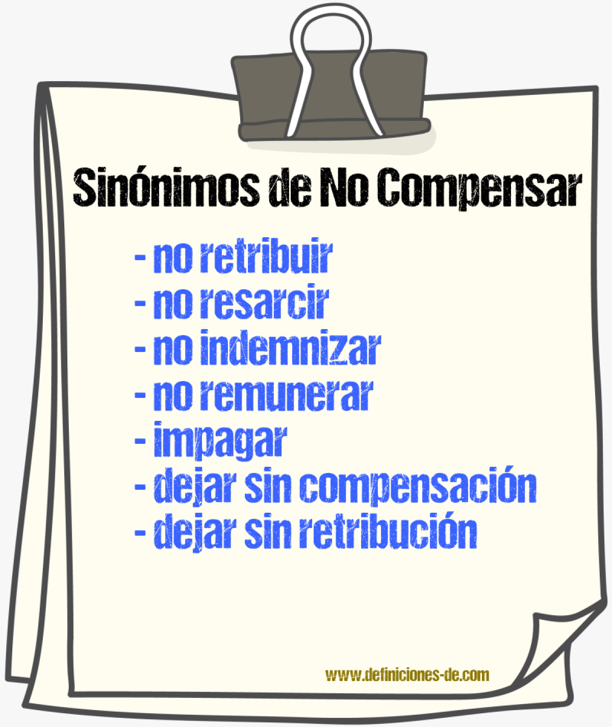 Sinónimos de no compensar