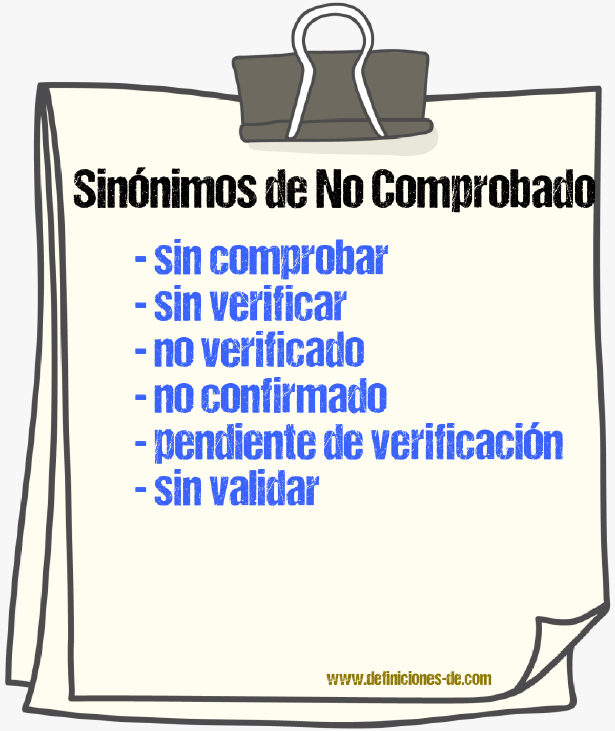 Sinónimos de no comprobado