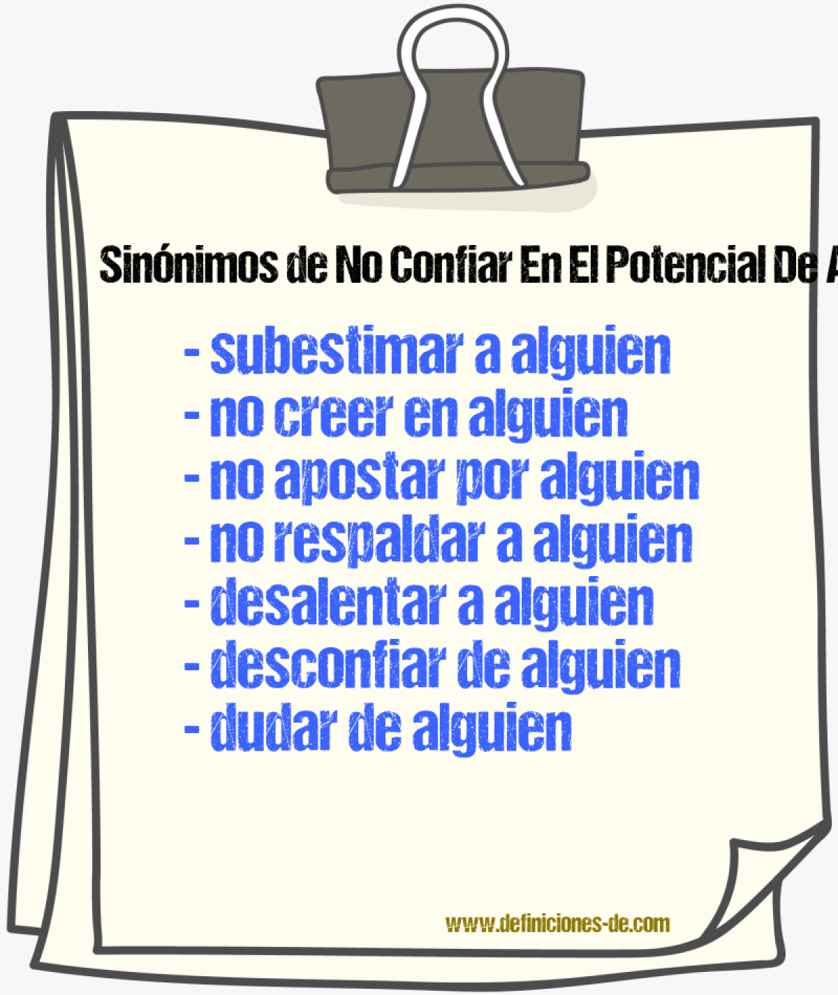 Sinónimos de no confiar en el potencial de alguien