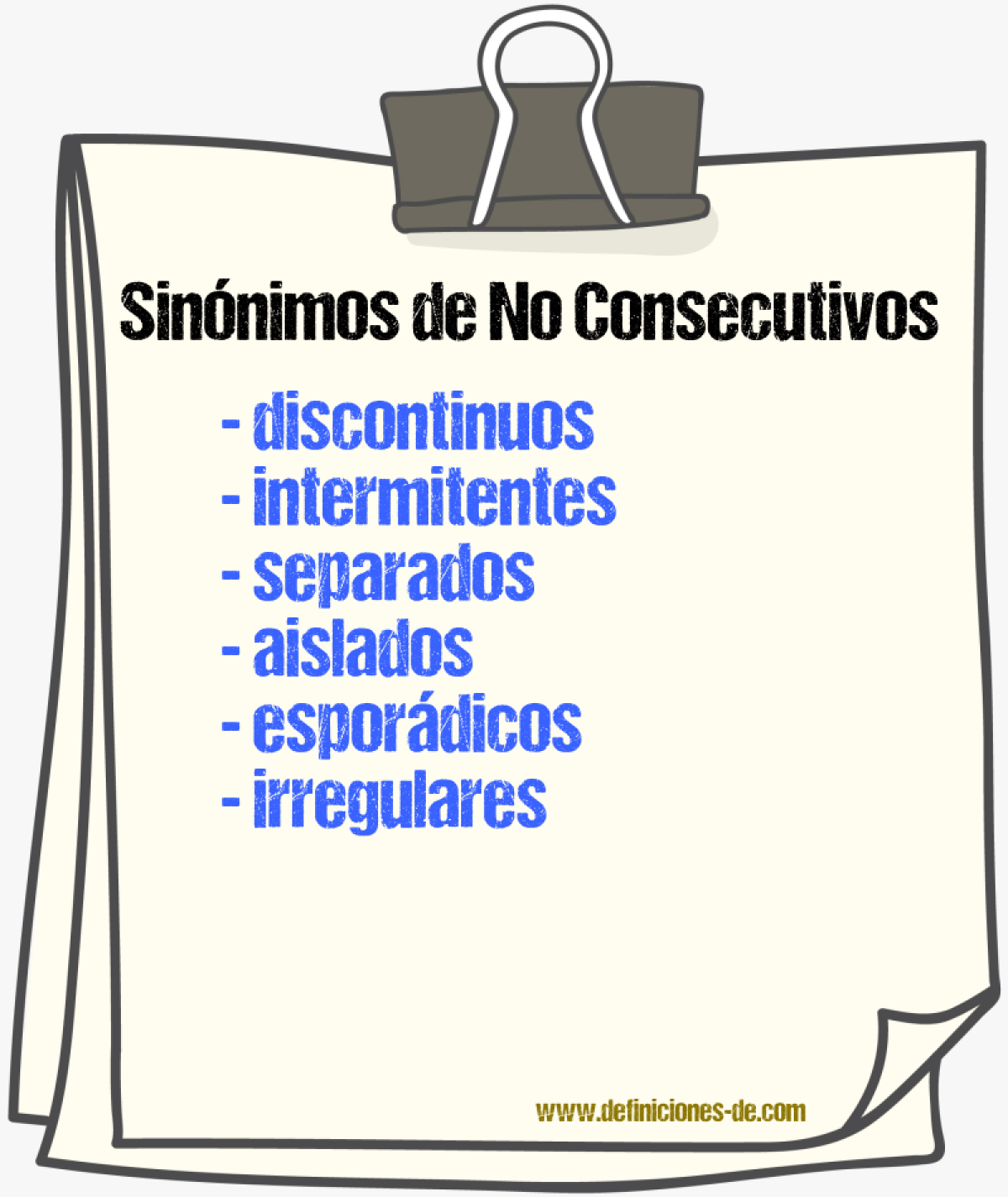 Sinónimos de no consecutivos