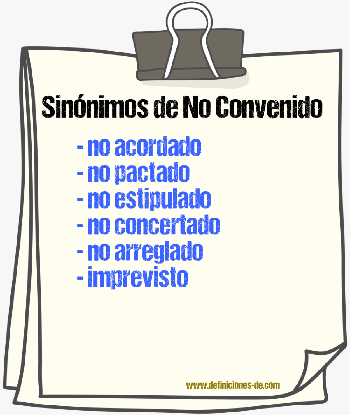 Sinónimos de no convenido