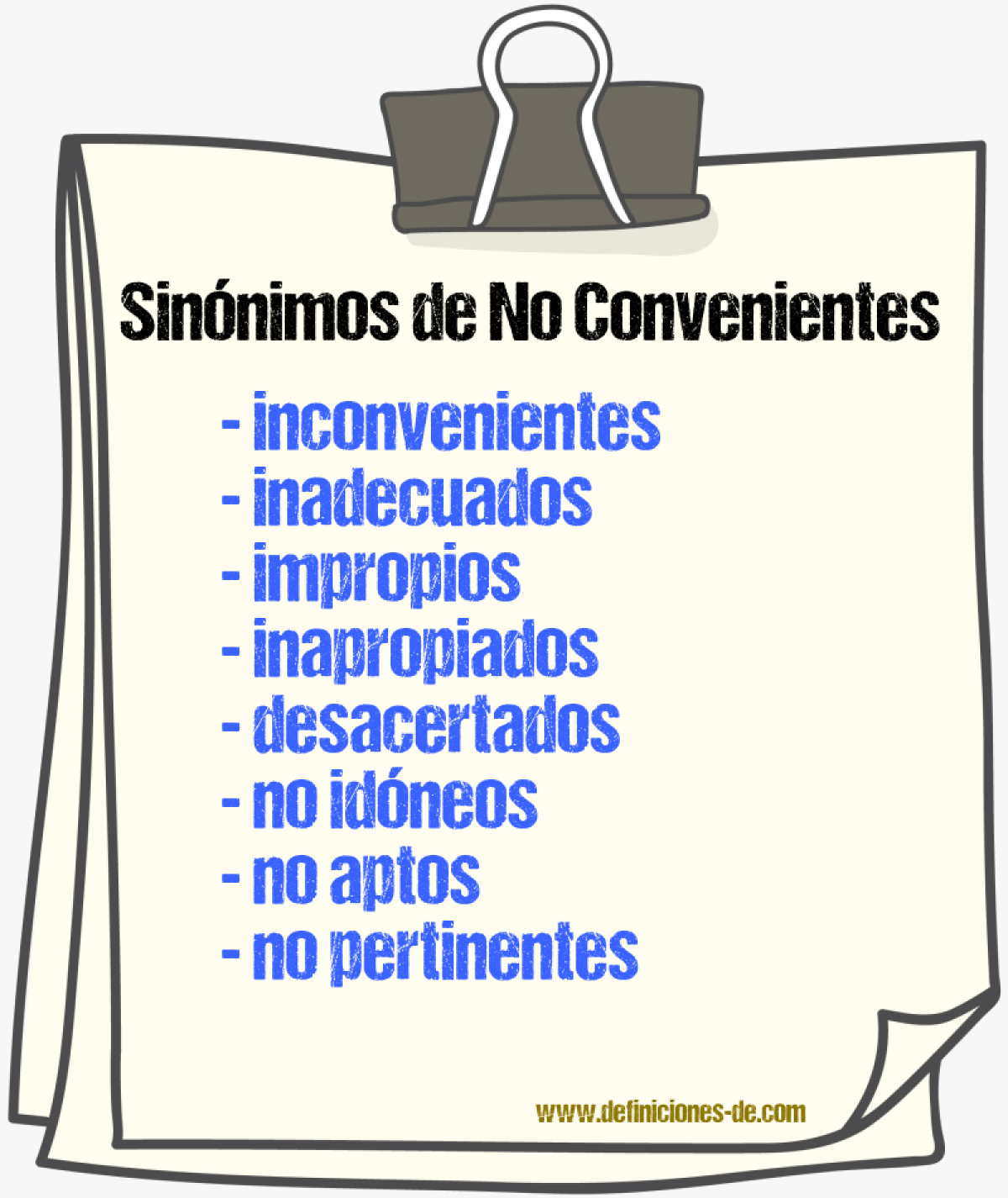 Sinónimos de no convenientes