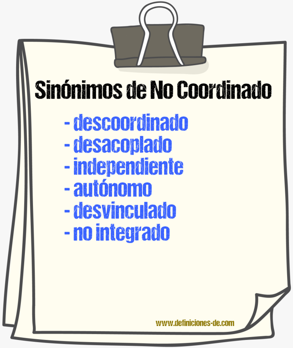 Sinónimos de no coordinado